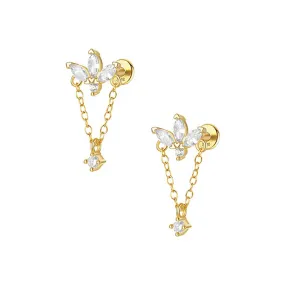 925 Silver Gold Horse Eye Flat Earrings