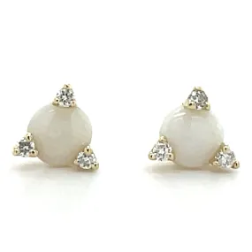 9ct Yellow Gold Earth Grown 0.32ct Opal and 0.042ct Diamond Stud Earrings