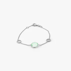 9K satin white gold Kensington bracelet with green amethyst