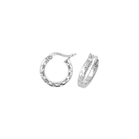 Acotis Silver Dia Cut Hoop Earrings G5863