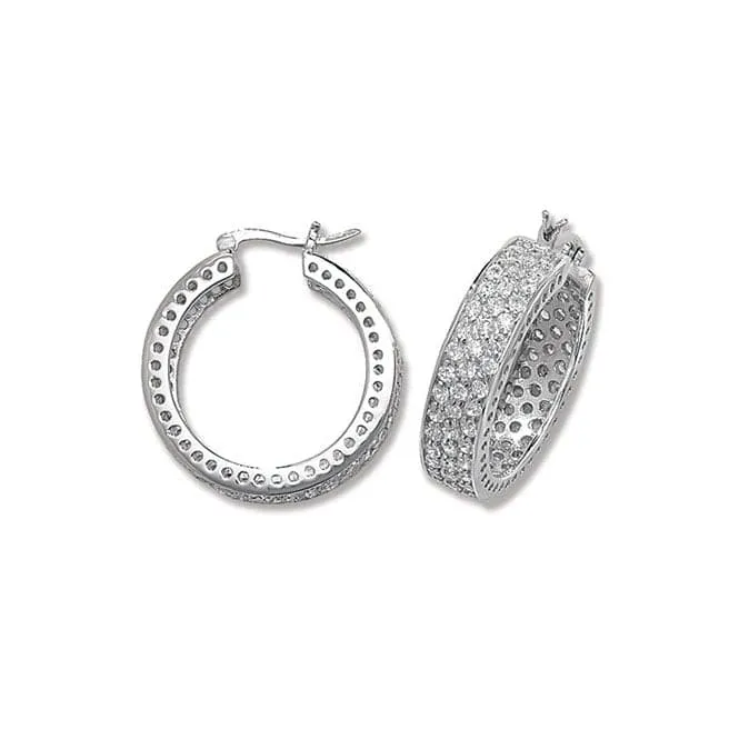 Acotis Silver Hoop Earrings Zirconia G5286