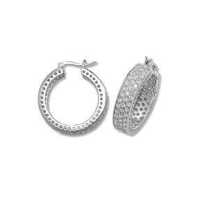 Acotis Silver Hoop Earrings Zirconia G5286