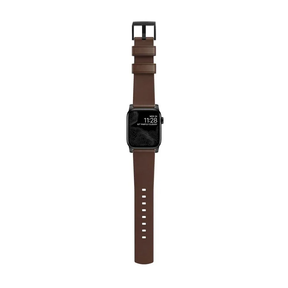 Apple Watch (38/40/SE/41/42mm) Nomad Modern Horween Band Rem - Rustic Brown / Black Hardware