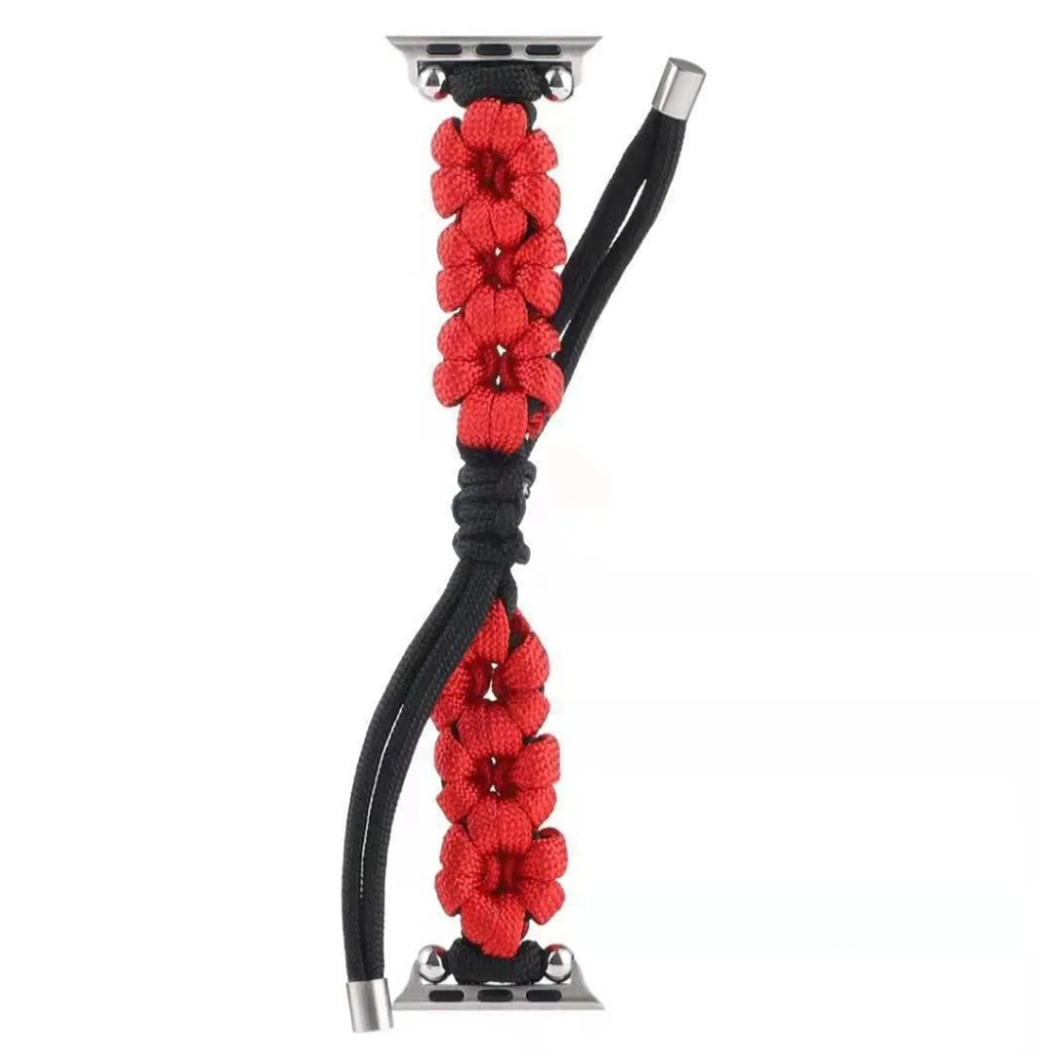 Apple Watch 40mm dual color daisy pattern nylon watch strap - Red / Black