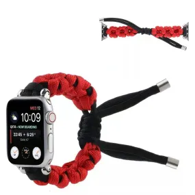 Apple Watch 40mm dual color daisy pattern nylon watch strap - Red / Black