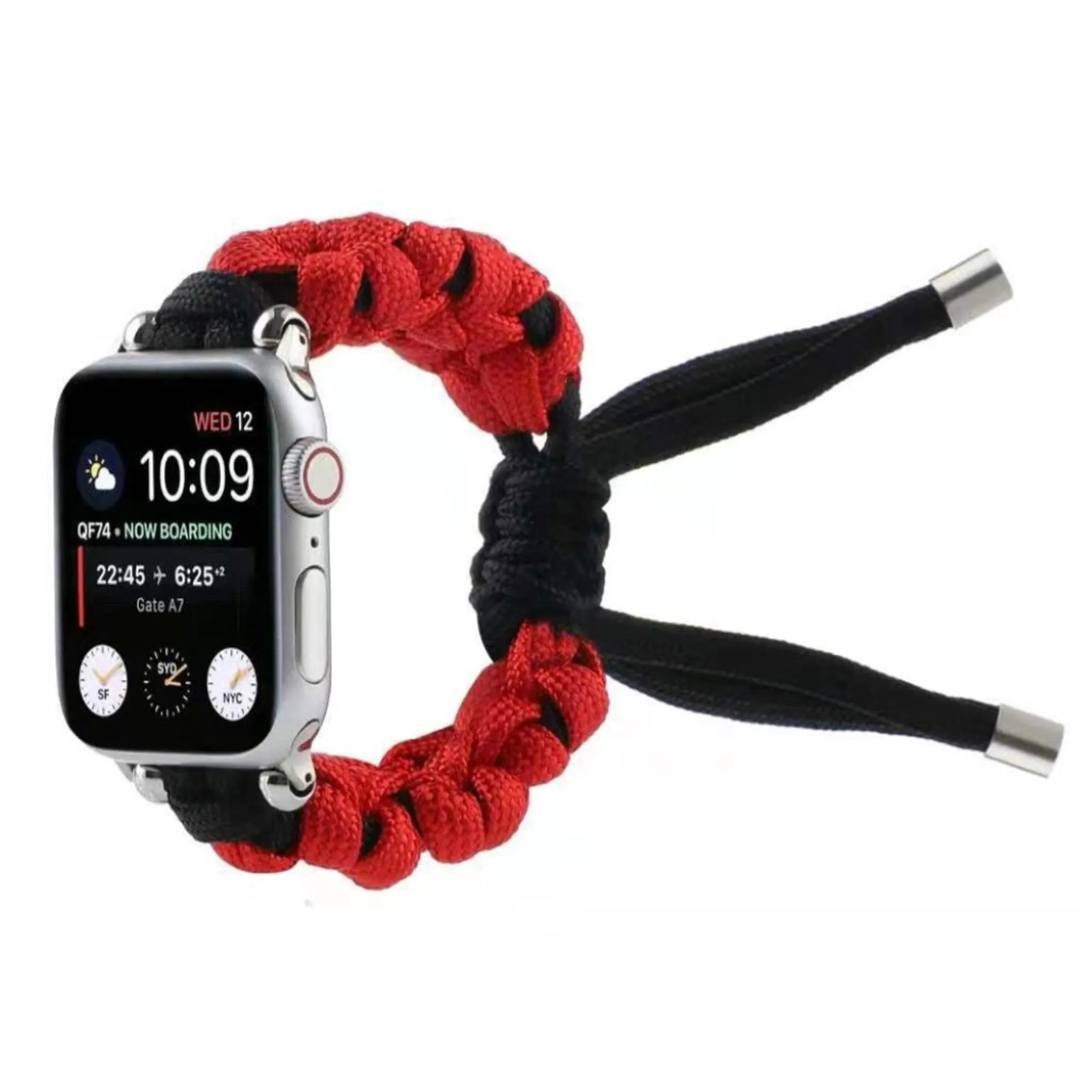 Apple Watch 40mm dual color daisy pattern nylon watch strap - Red / Black