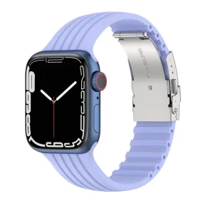 Apple Watch (41mm) stripe silicone watch strap with folding clasp - Purple
