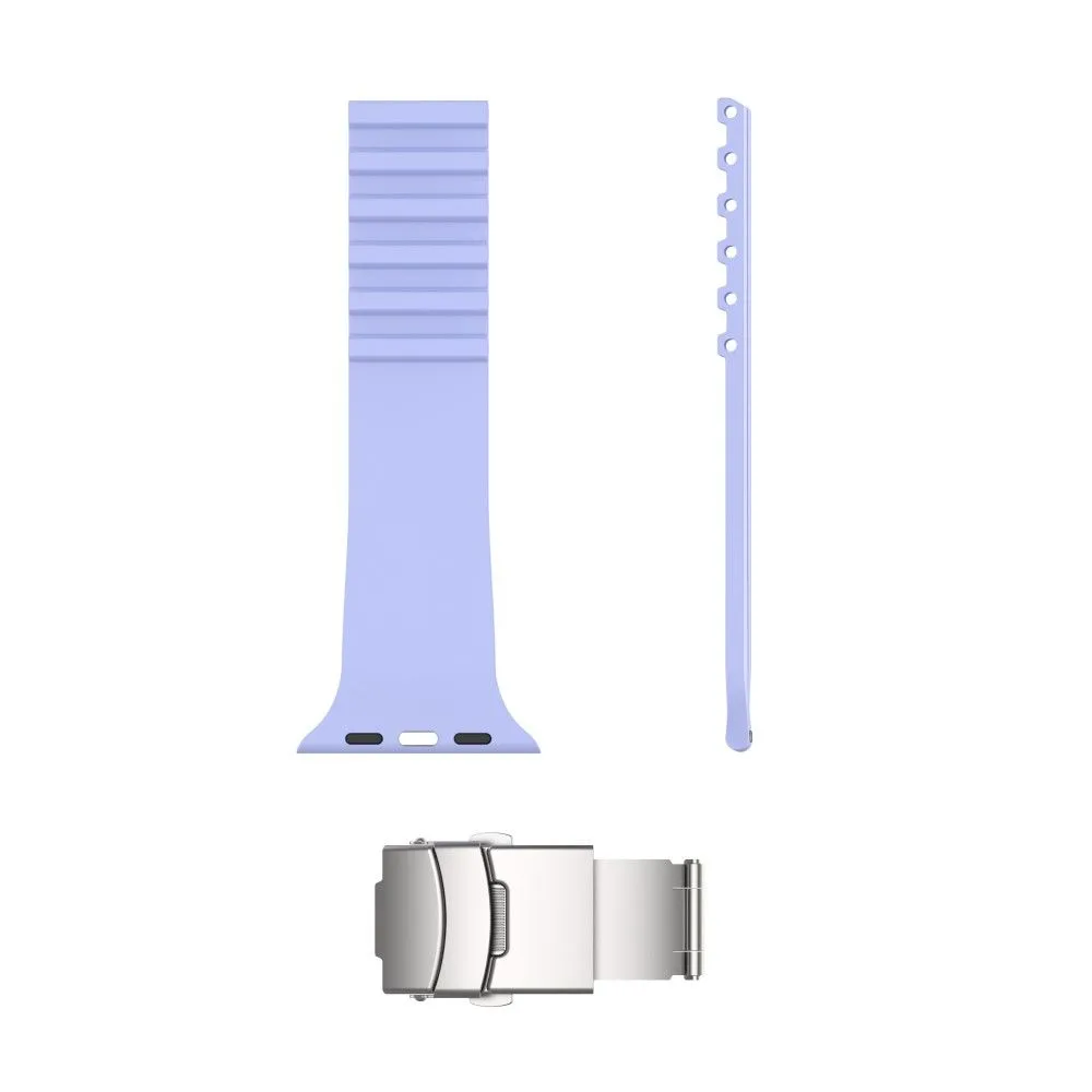 Apple Watch (41mm) stripe silicone watch strap with folding clasp - Purple