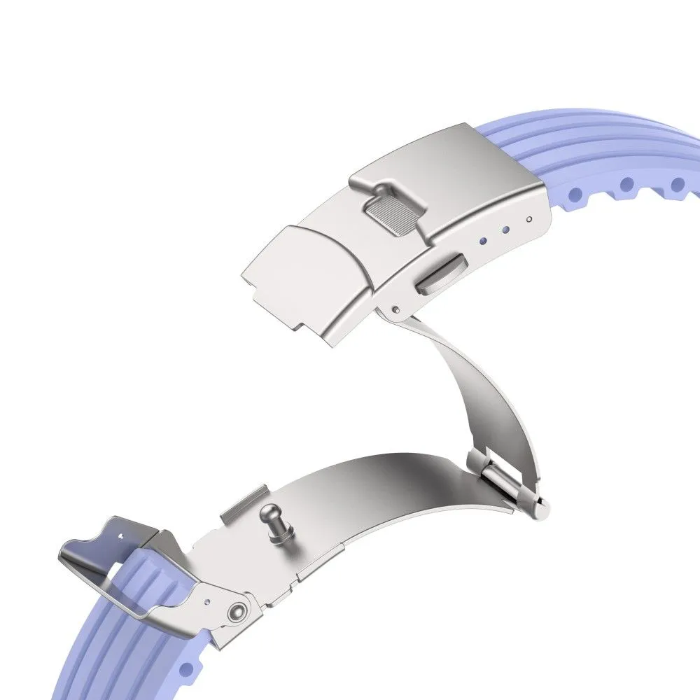 Apple Watch (41mm) stripe silicone watch strap with folding clasp - Purple