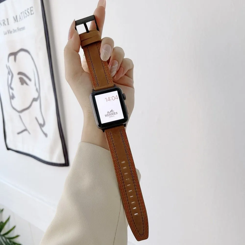 Apple Watch (41mm) stylish genuine leather watch strap - Brown