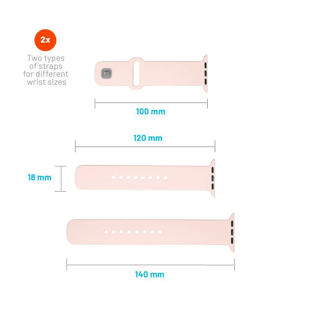 Apple Watch (42/44/SE/45/46/49mm) Fixed Sporty Silikone Rem Sæt - Lyserød