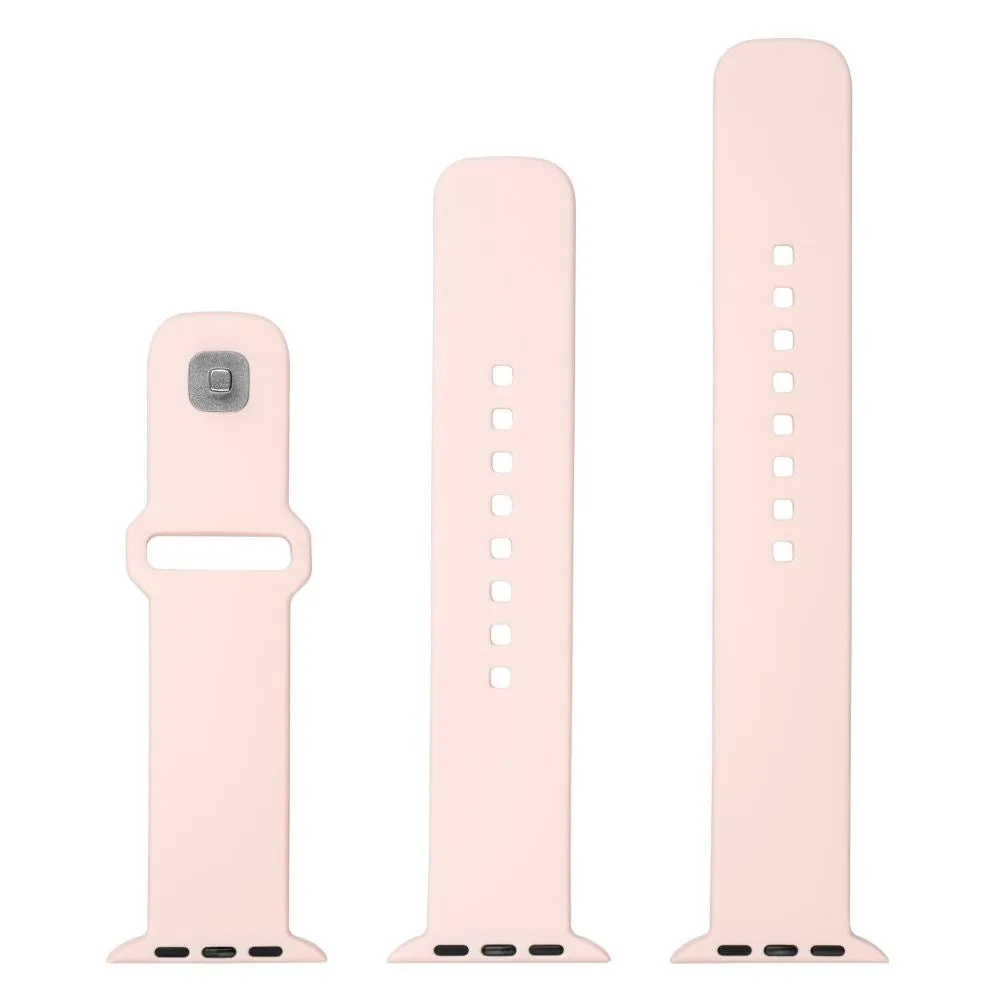 Apple Watch (42/44/SE/45/46/49mm) Fixed Sporty Silikone Rem Sæt - Lyserød