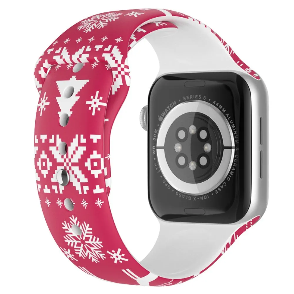 Apple Watch (45mm) christmas pattern silicone watch strap - Christmas Snowflake / Size: L