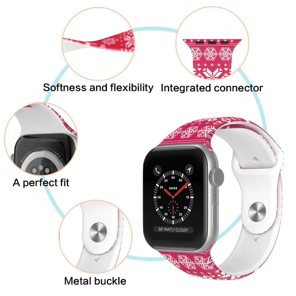 Apple Watch (45mm) christmas pattern silicone watch strap - Christmas Snowflake / Size: L