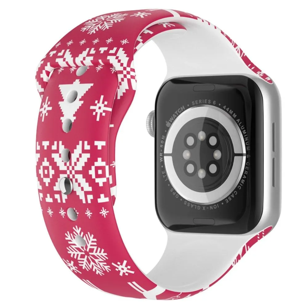 Apple Watch (45mm) christmas pattern silicone watch strap - Christmas Snowflake / Size: L