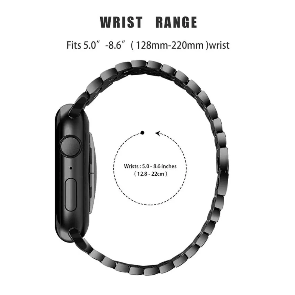 Apple Watch (45mm) five bead shiny rhinestone watch strap - Black / White / Black