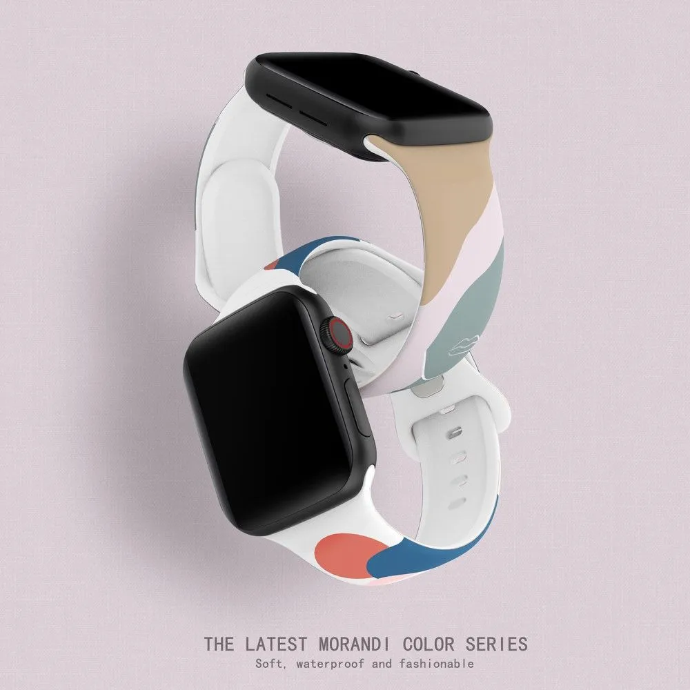Apple Watch (45mm) morandi silicone watch strap - Morandi Brown / Pink / Green