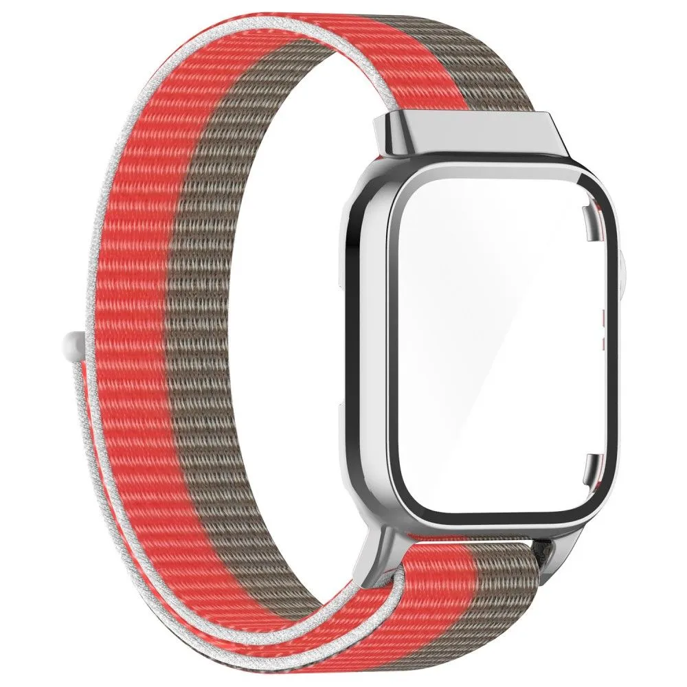 Apple Watch (45mm) nylon watch strap   tempered glass - Red / Brown