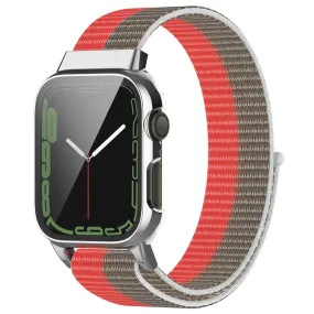Apple Watch (45mm) nylon watch strap   tempered glass - Red / Brown
