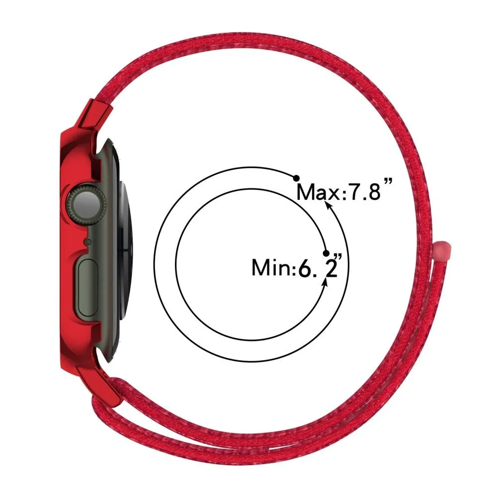 Apple Watch (45mm) nylon watch strap   tempered glass - Red / Brown