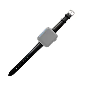 Apple Watch (45mm) simple genuine leather watch strap - Black