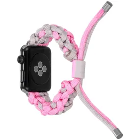 Apple Watch (45mm) stylish nylon   stainless steel ring watch strap - Pink / Grey