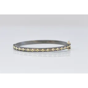 Armenta Blackened Sterling Silver and 18K Yellow Gold Crivelli Huggie Bracelet with Swiss Blue Topaz