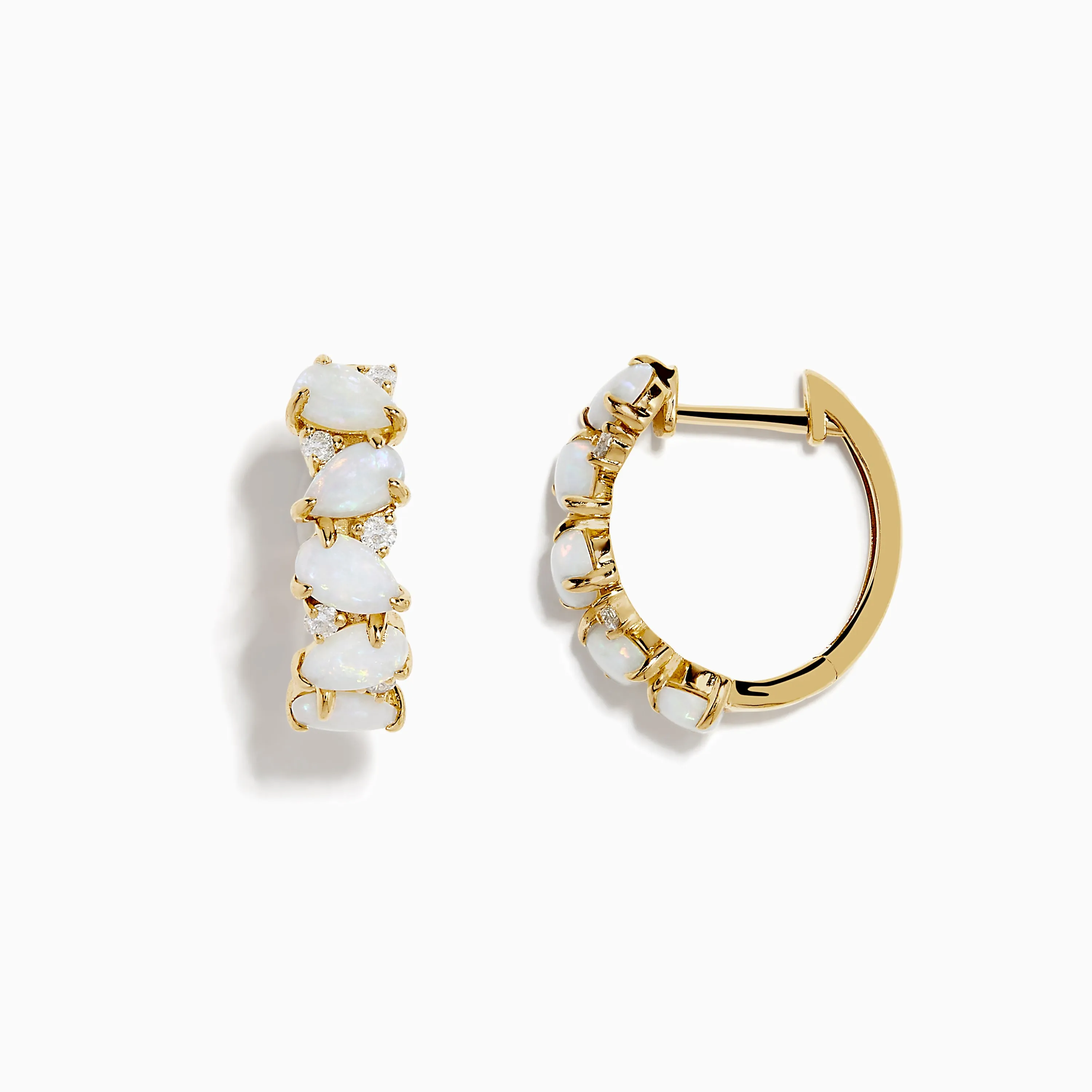 Aurora 14K Yellow Gold Opal and Diamond Hoop Earrings