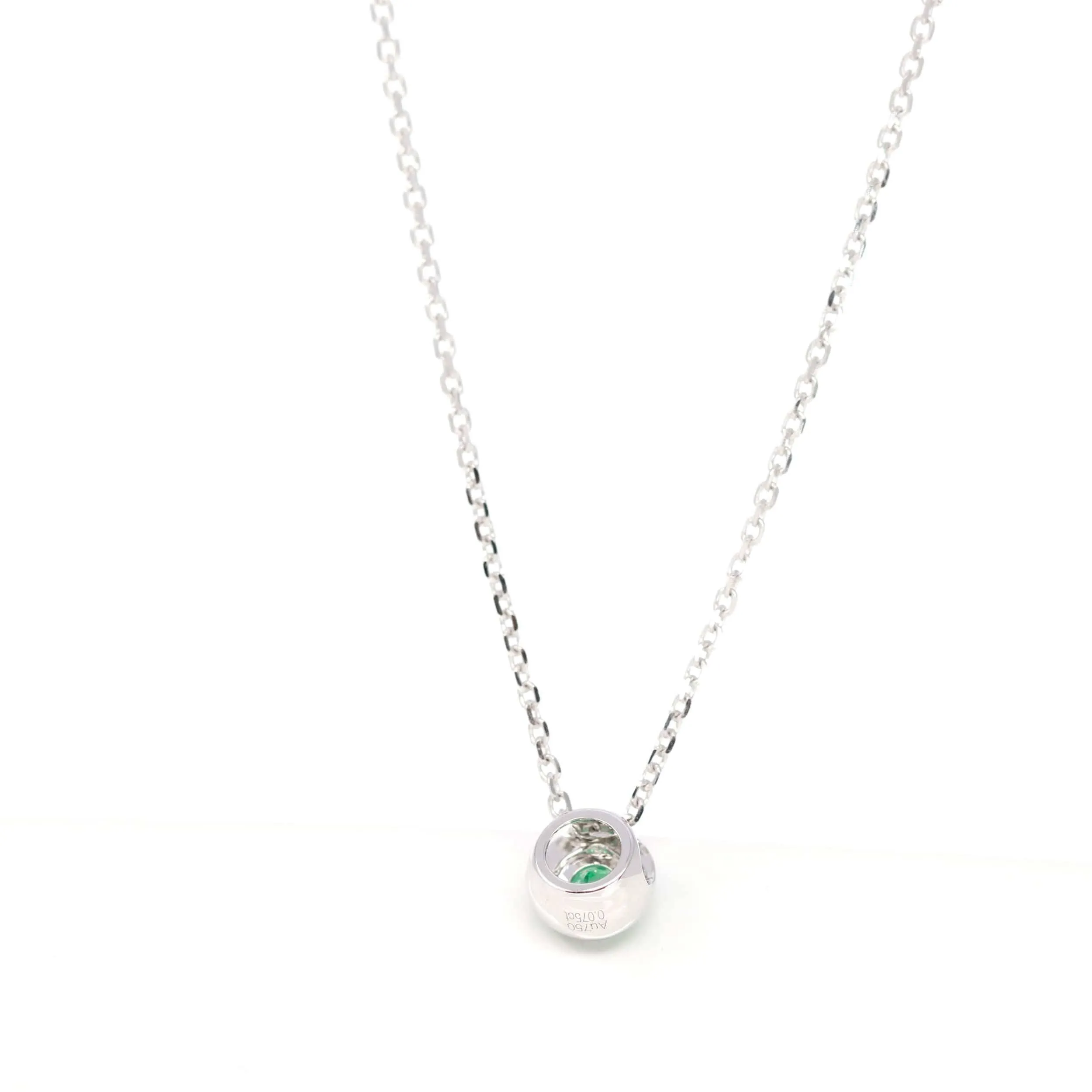 Baikalla™ 14k White Gold Sapphire Round 4 Prong Set Necklace With Diamond-Cut Halo