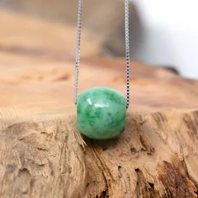 Baikalla™ "Good Luck Button" Necklace Real Blue-Green Jade Lucky TongTong Pendant Necklace