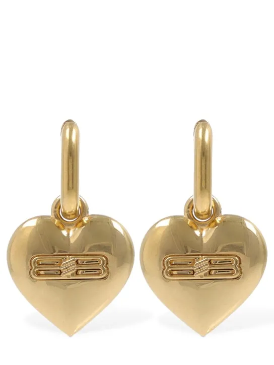 Balenciaga   BB Icon heart brass earrings 