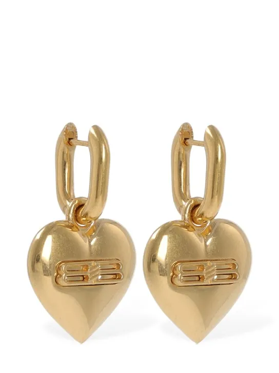 Balenciaga   BB Icon heart brass earrings 