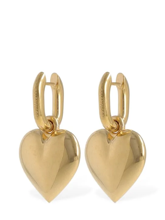 Balenciaga   BB Icon heart brass earrings 