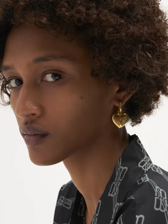 Balenciaga   BB Icon heart brass earrings 