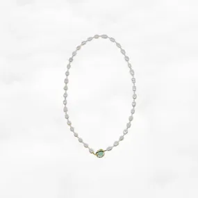 Beaded Baroque Pearl and Jade Necklace Gold
