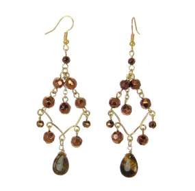 Beaded Chandelier Earrings, Tiger's Eye & Beads