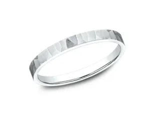 Benchmark 2mm 14k Gold Wedding Band with a Satin, Hammered Finish