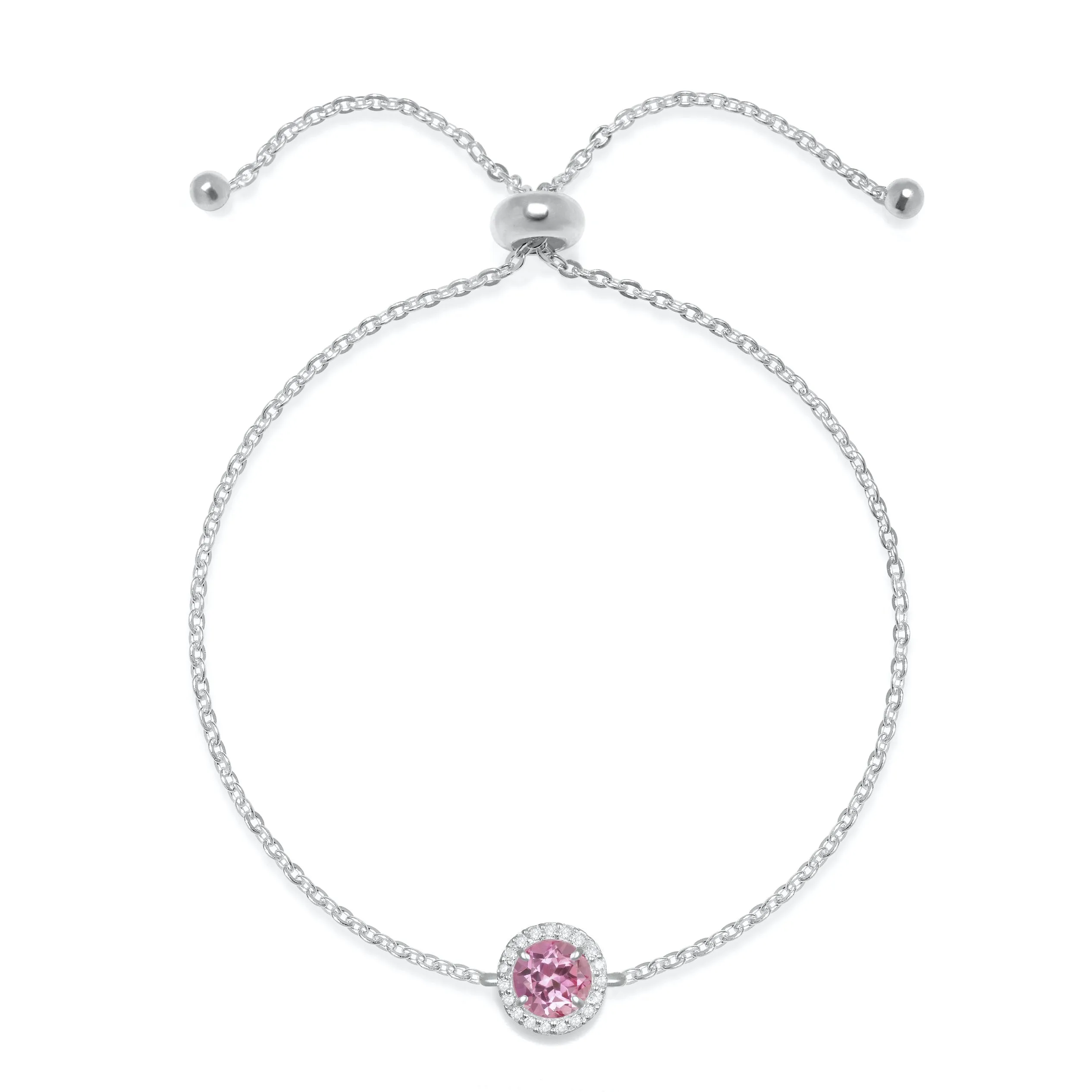 Birthstone & Diamond Bracelet- October Pink Topaz