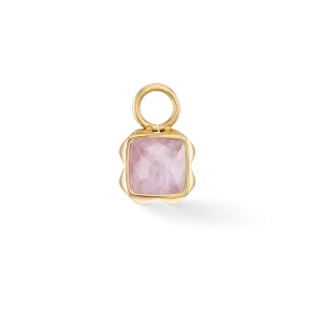 Birthstone October Charm Rose Quartz Gold