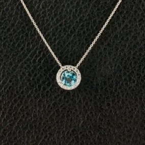 Blue Topaz & Diamond Pendant