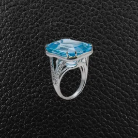 Blue Topaz & Diamond Ring
