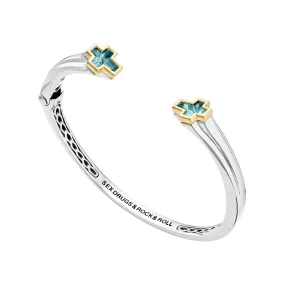 Blue Topaz Cross Sex Drugs & Rock & Roll Bracelet
