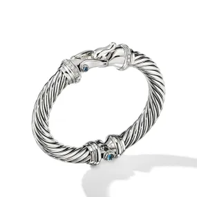 Buckle Bracelet in Sterling Silver with Pave Diamonds and Hampton Blue Topaz