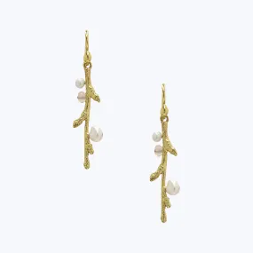 Budded Branch Pearl and Opal Dangle Earrings