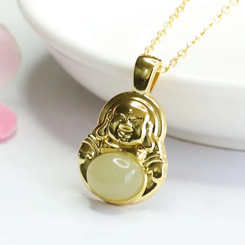 Buddha Pendant Crafted from Genuine Hetian Jade