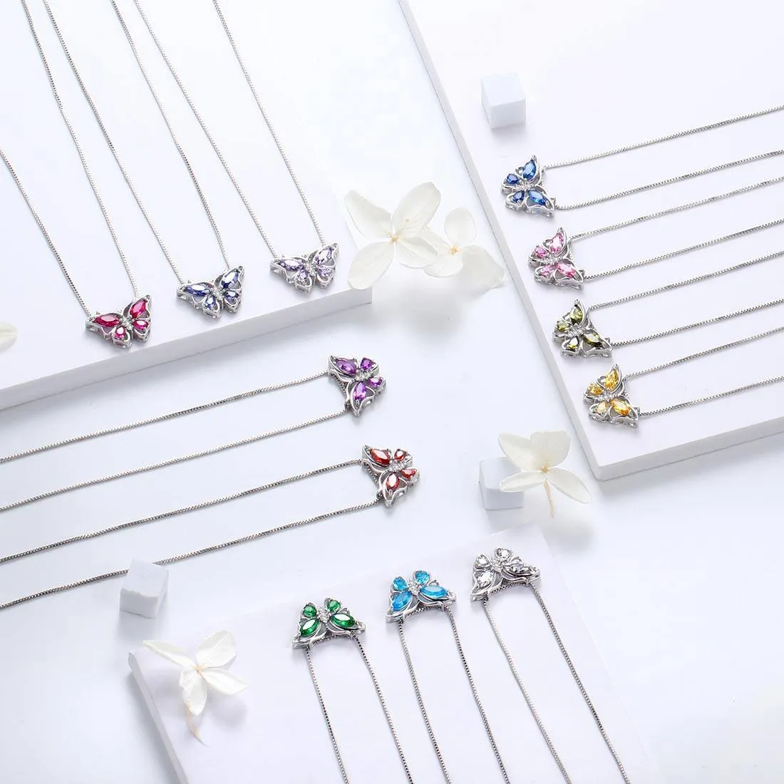 Butterfly Pendant Necklace Birthstone May Emerald Women Girls Jewelry Birthday Gift