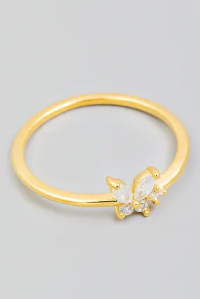 Butterfly Rhinestone Ring in Gold