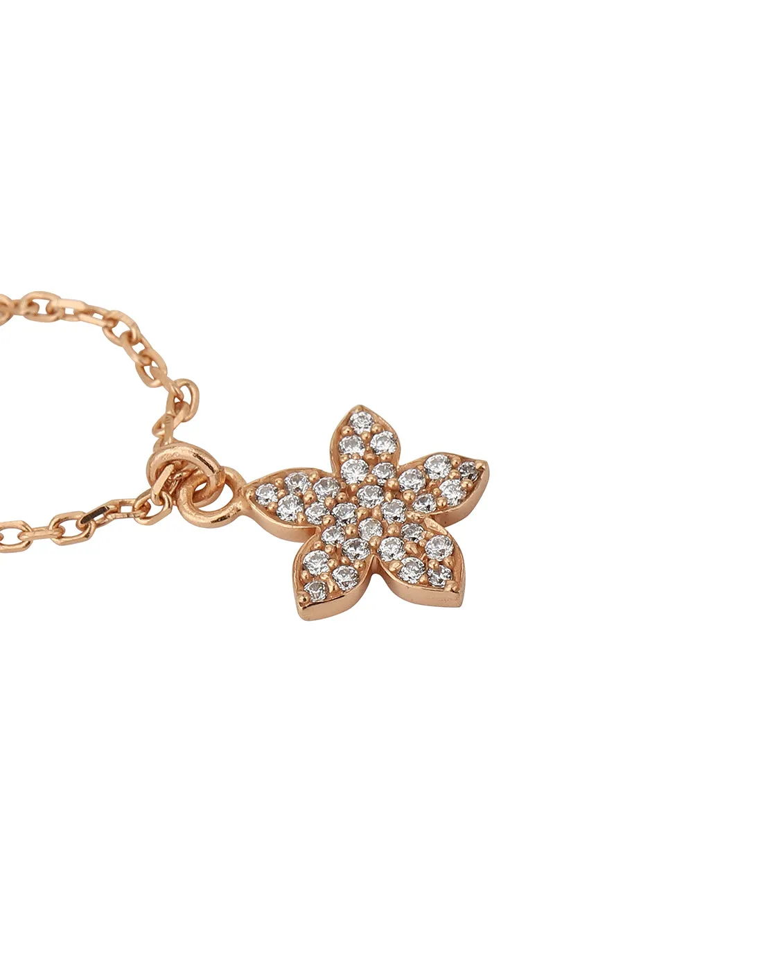 Carlton London Rose Gold Plated Cz Studded Flower Shape Watch Charm For Women
