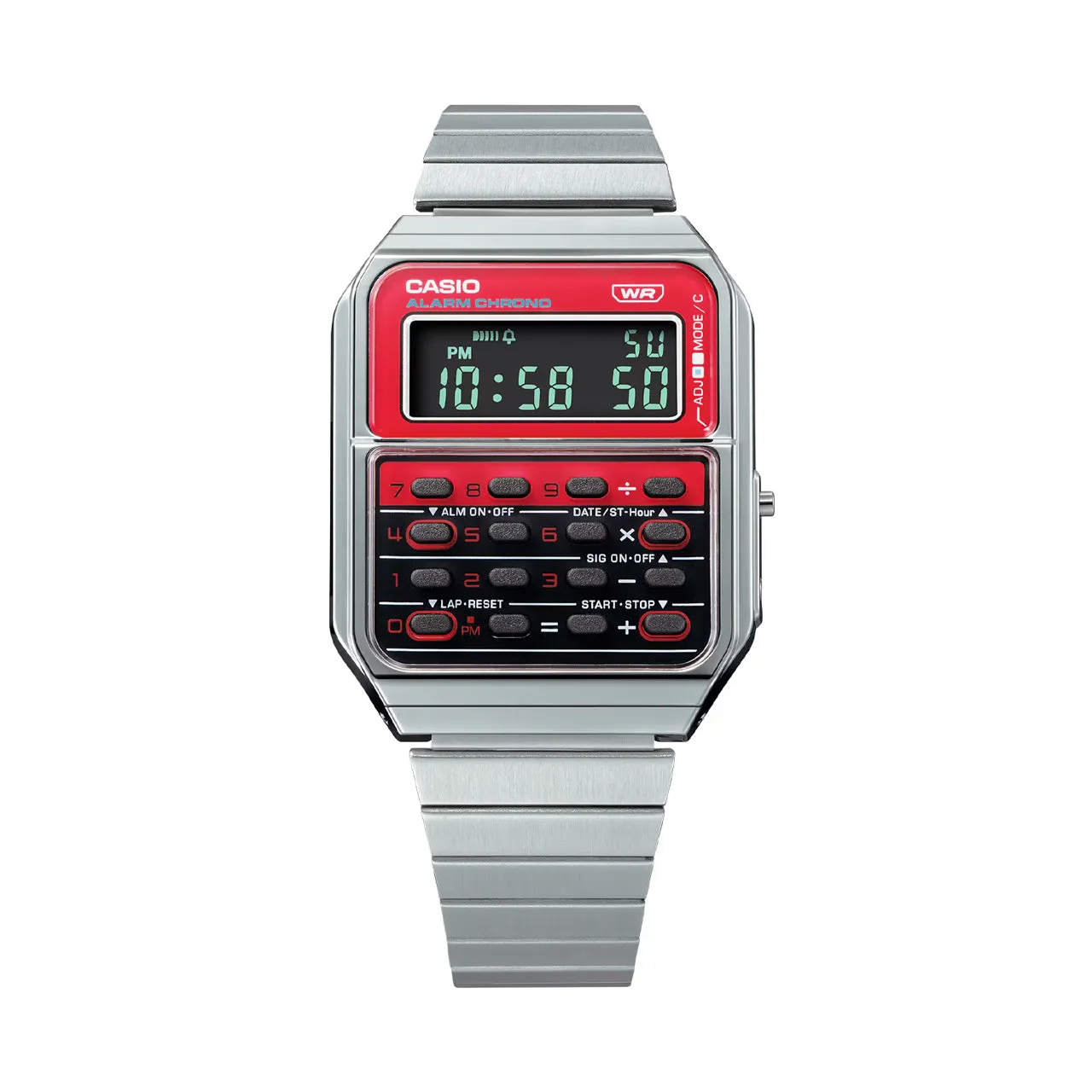 Casio Vintage 70's Style Digital Calculator Red Dial Unisex Watch | CA-500WE-4BDF