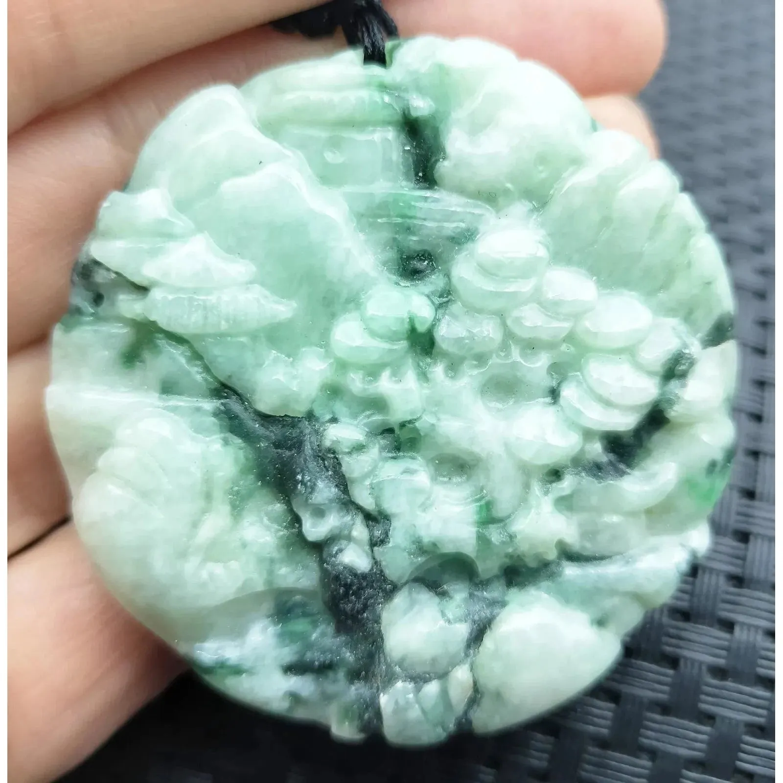 Certified Green Lavender Natural A Jade Jadeite Pendant Landscape Painting Necklace